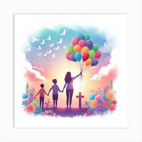 Family Portrait With Balloons Art Print