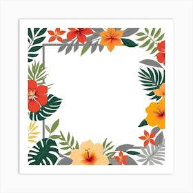 Frame With Tropical Flowers 3 Art Print