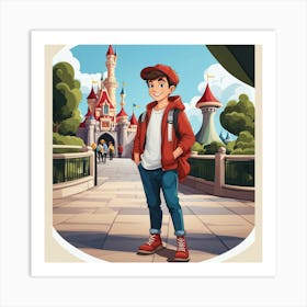 Stylish Boy in Disneyland Art Print