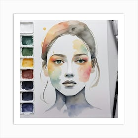 Watercolor Portrait Of A Woman 4 Art Print