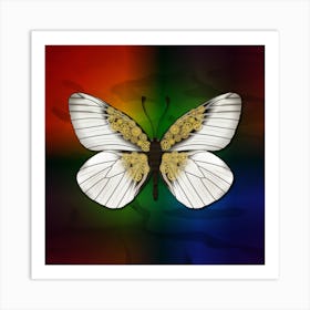 Mechanical Butterfly The Aporia Crataegi On A Colorful Background Art Print