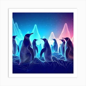 Penguins In Space Art Print