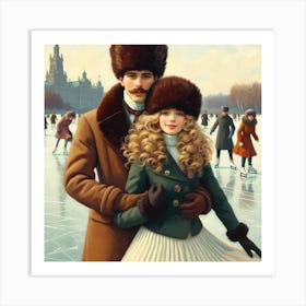 Russian ice skaters Art Print