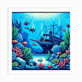 8-bit underwater scene 1 Art Print