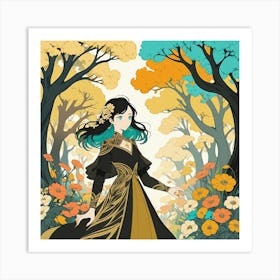 Girl In The Forest Art Print