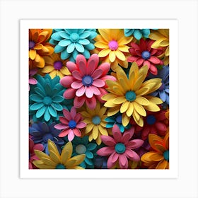 Colorful Paper Flowers Background Art Print