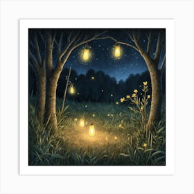 Fireflies In The Night Art Print