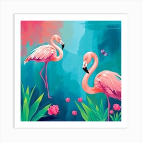 Pink Flamingos 8 Art Print