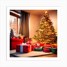 Christmas Tree In The Living Room 5 Art Print