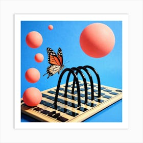 Butterfly On A Chess Board 8 Art Print