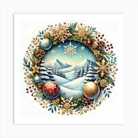 Christmas Wreath 1 Art Print