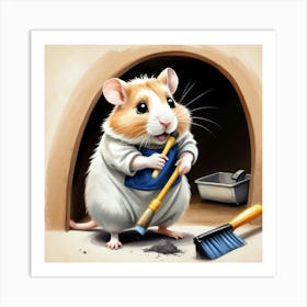 Hamster Cleaning 3 Art Print