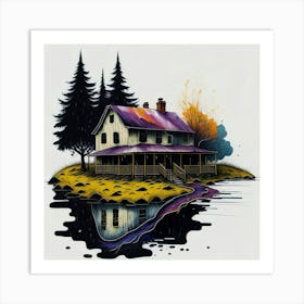 Colored House Ink Painting (9) Art Print