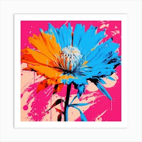 Andy Warhol Style Pop Art Flowers Cornflower 2 Square Art Print