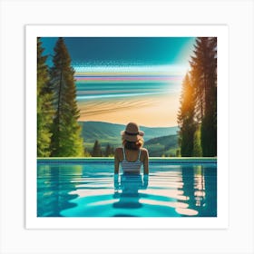 Woman In A Pool Art Print