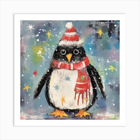 Penguin Santa Art Print