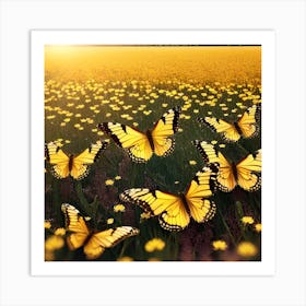 Yellow Butterflies In A Field Art Print