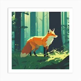 Fox In The Forest 37 Art Print