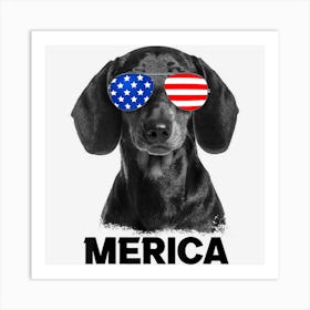 Hot Trend Dachshund 4th Of July Merica Men American Flag Art Print