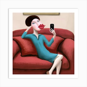 Woman Taking A Selfie Art Print