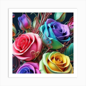 Magical Organic Roses 2 Art Print