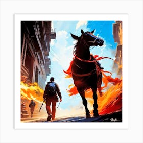 Man Riding A Horse 3 Art Print