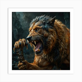 Lion Roaring Art Print