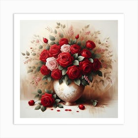 Roses In A Vase Art Print