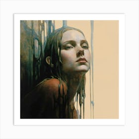 Girl With Wet Hair Art Print