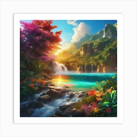 Waterfalls In The Jungle Art Print