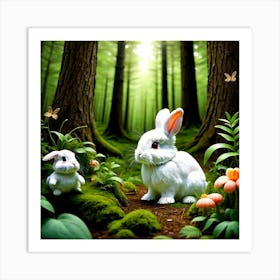 Rabbits In The Forest Art Print