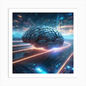 Futuristic Brain In The City Art Print