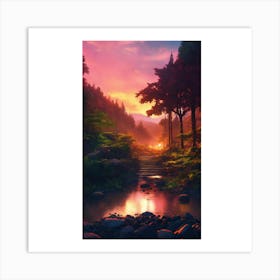 Sunset In The Forest 7 Art Print