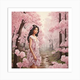 Cherry Blossoms In The Forest Art Print 2 Art Print