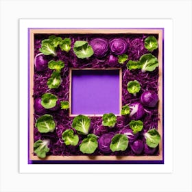 Purple Cabbage Frame On Purple Background 2 Art Print