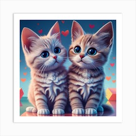 Two Kittens In Love Art Print