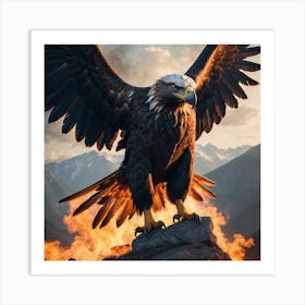 Eagle On Fire Art Print