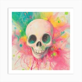 Skull With Paint Splashes 1 Art Print