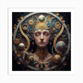 Woman With A Clock Art Print