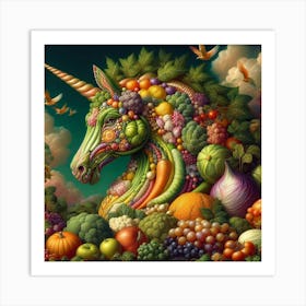 Unicorn Of Fruits And Vegetables Art Print