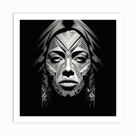 Geometric New Zealand Maori Woman 03 Art Print