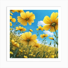 Yellow Flowers In A Field 56 Art Print