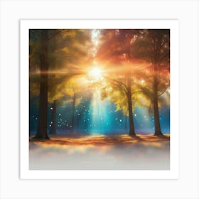 Rays Of Light In The Forest 1 Art Print