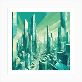 Futuristic Metropolis Cubism Style Art Print