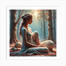 Woman In The Woods 45 Art Print