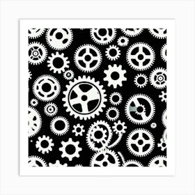 Gears On Black Background 4 Art Print