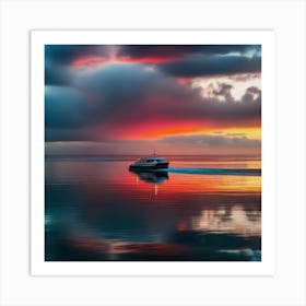 Boat At Sunset Art Print