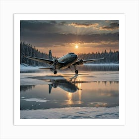 Dakota Landing On A Frozen Lake Art Print