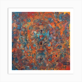 Abstract Painting, Oil On Canvas, multicoleur Art Print