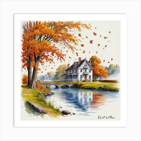 Watercolor View River Art Print